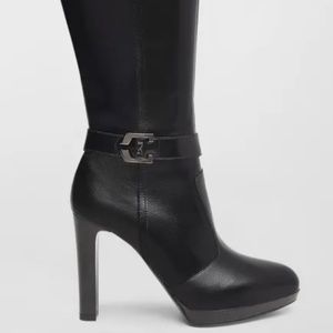 Aquatalia- Knee High Black Leather Boots WATERPROOF